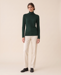 Merano Classic Solid Knit Turtleneck Sweater — Green
