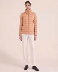 Tailored Quilted Puffer Jacket with High Neck — Peach