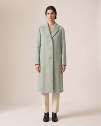 Straight-Cut Button-Front Coat for Women — Light Green