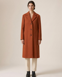 Straight-Cut Button-Front Coat for Women — Orange