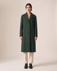 Straight-Cut Button-Front Coat for Women — Green