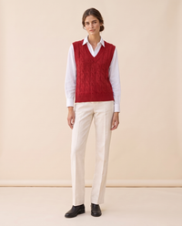 Falmouth Versatile Cable Knit Sweater Vest — Red