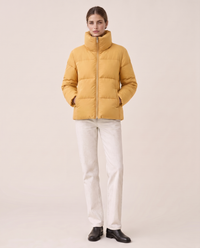 Classic Padded Puffer Jacket with Zip Front — Yellow