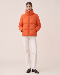Classic Padded Puffer Jacket with Zip Front — Orange