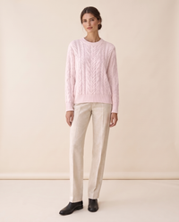 Marettimo Classic Cable Knit Pullover Sweater — Pink
