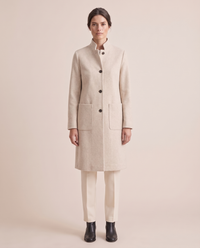 Stand-Collar Wool-Blend Coat with Pockets — Beige