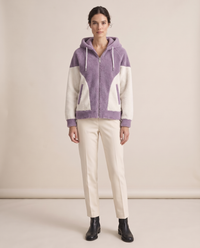 Color-Block Plush Hooded Jacket — Purple