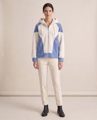 Color-Block Plush Hooded Jacket — Blue