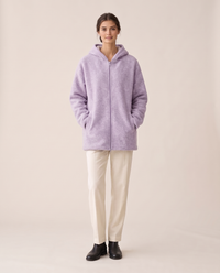 Oversized Hooded Fleece Jacket — Purple