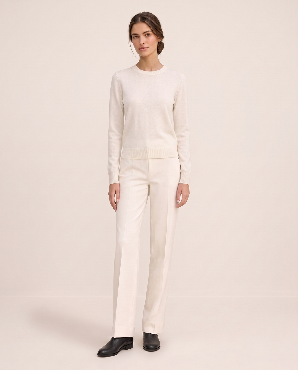 Frostfield Classic Merino Wool Crew Neck Sweater — White