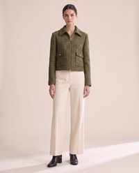 Tweed Zip Jacket for Women — Army Green