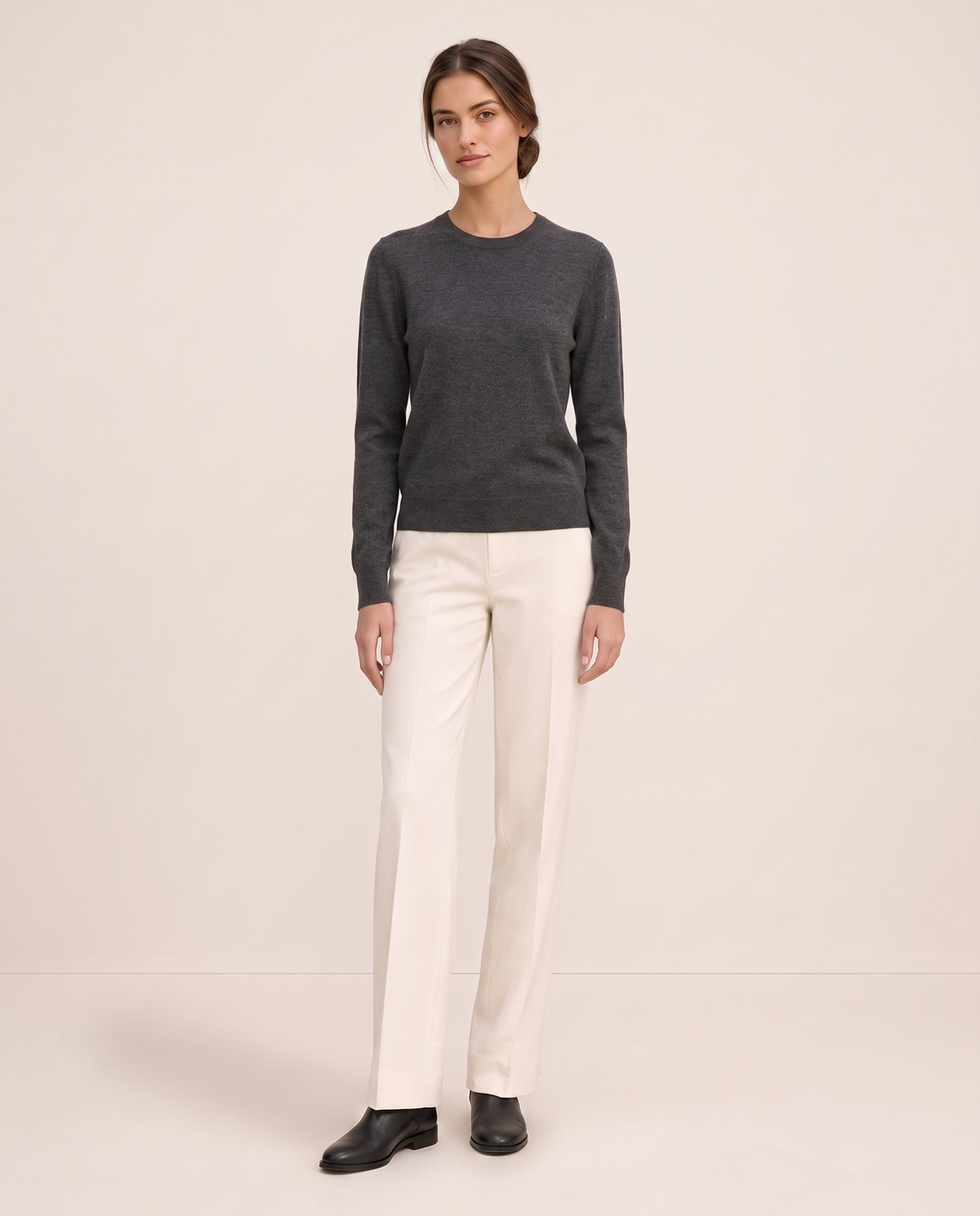 Frostfield Classic Merino Wool Crew Neck Sweater — Dark Gray