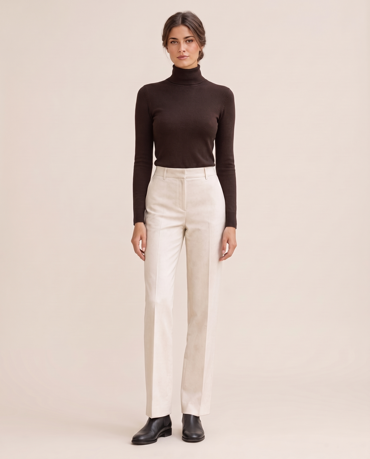 Highline Warm Fleece-Lined Slim Turtleneck Sweater — Dark Brown