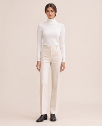 Highline Warm Fleece-Lined Slim Turtleneck Sweater — White