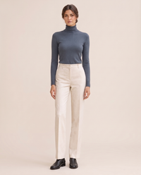Highline Warm Fleece-Lined Slim Turtleneck Sweater — Blue Gray