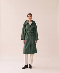 Waterproof Hooded Trench Coat for Women — Green