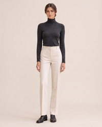 Highline Warm Fleece-Lined Slim Turtleneck Sweater — Dark Gray
