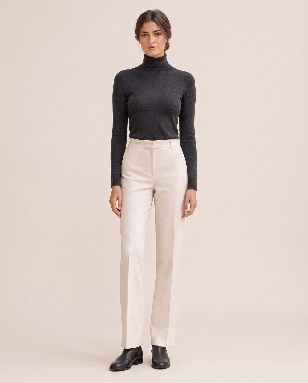 Highline Warm Fleece-Lined Slim Turtleneck Sweater — Dark Gray