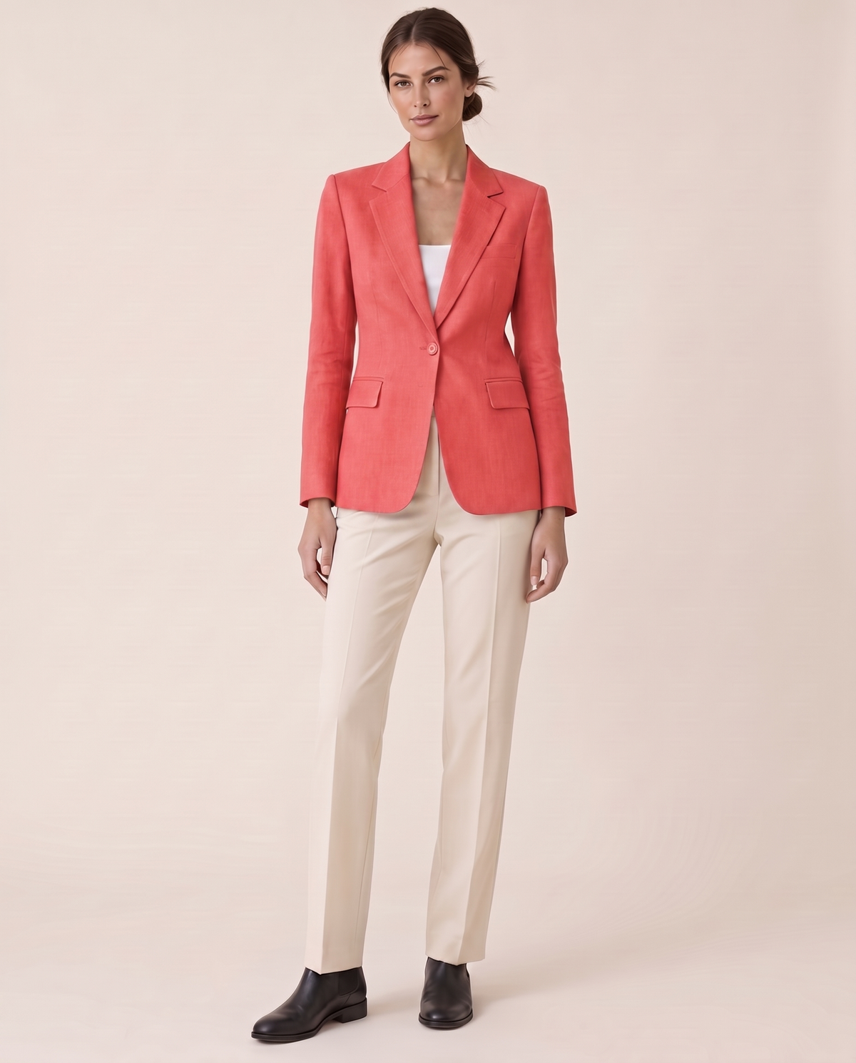 Taormina Lightweight Notched Lapel Blazer — Watermelon Red