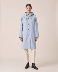 Oversized Hooded Raincoat for Women — Light Blue