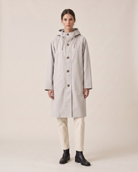Oversized Hooded Raincoat for Women — Light Gray