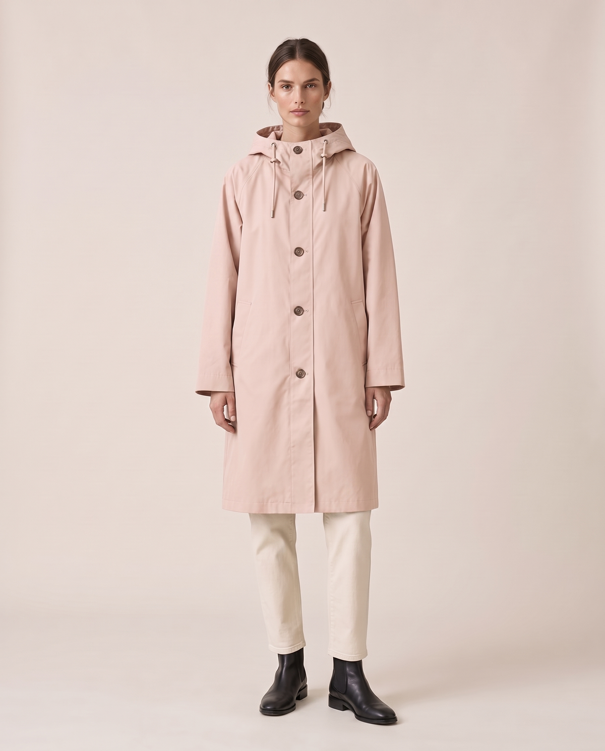 Oversized Hooded Raincoat for Women — Pink