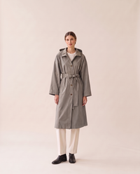 Waterproof Hooded Trench Coat for Women — Gray