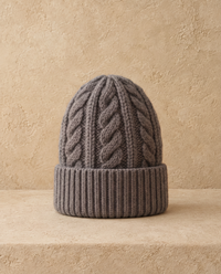 Hearth Warm Chunky Cable-Knit Ribbed Beanie — Gray