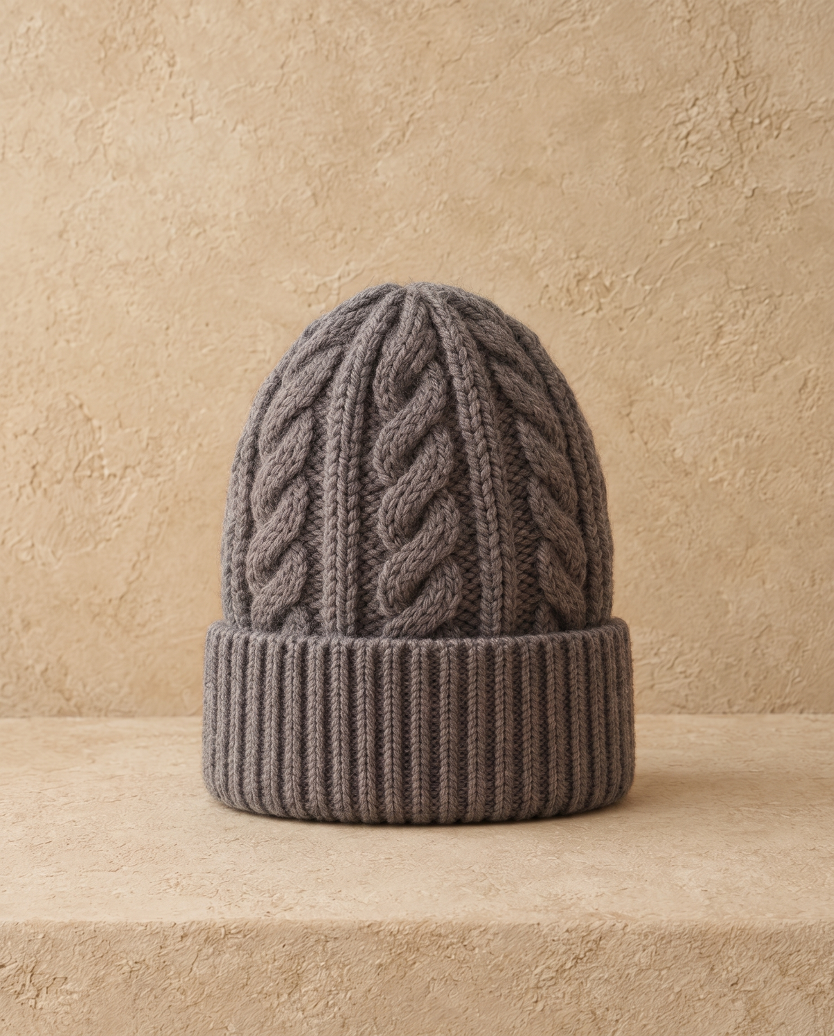 Hearth Warm Chunky Cable-Knit Ribbed Beanie — Gray