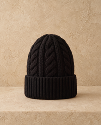 Hearth Warm Chunky Cable-Knit Ribbed Beanie — Black