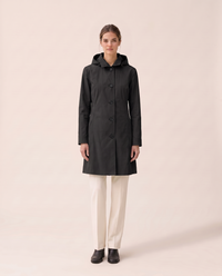 Lightweight Waterproof Trench Coat with Hood — Classic Black