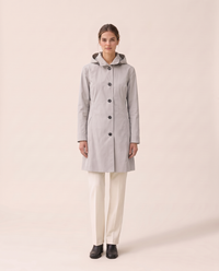 Lightweight Waterproof Trench Coat with Hood — Silver Mist