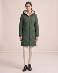 Waterproof Hooded Longline Winter Jacket — Dark Green