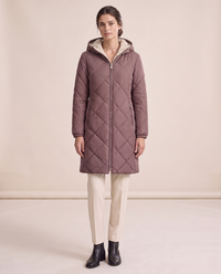 Waterproof Hooded Longline Winter Jacket — Purple