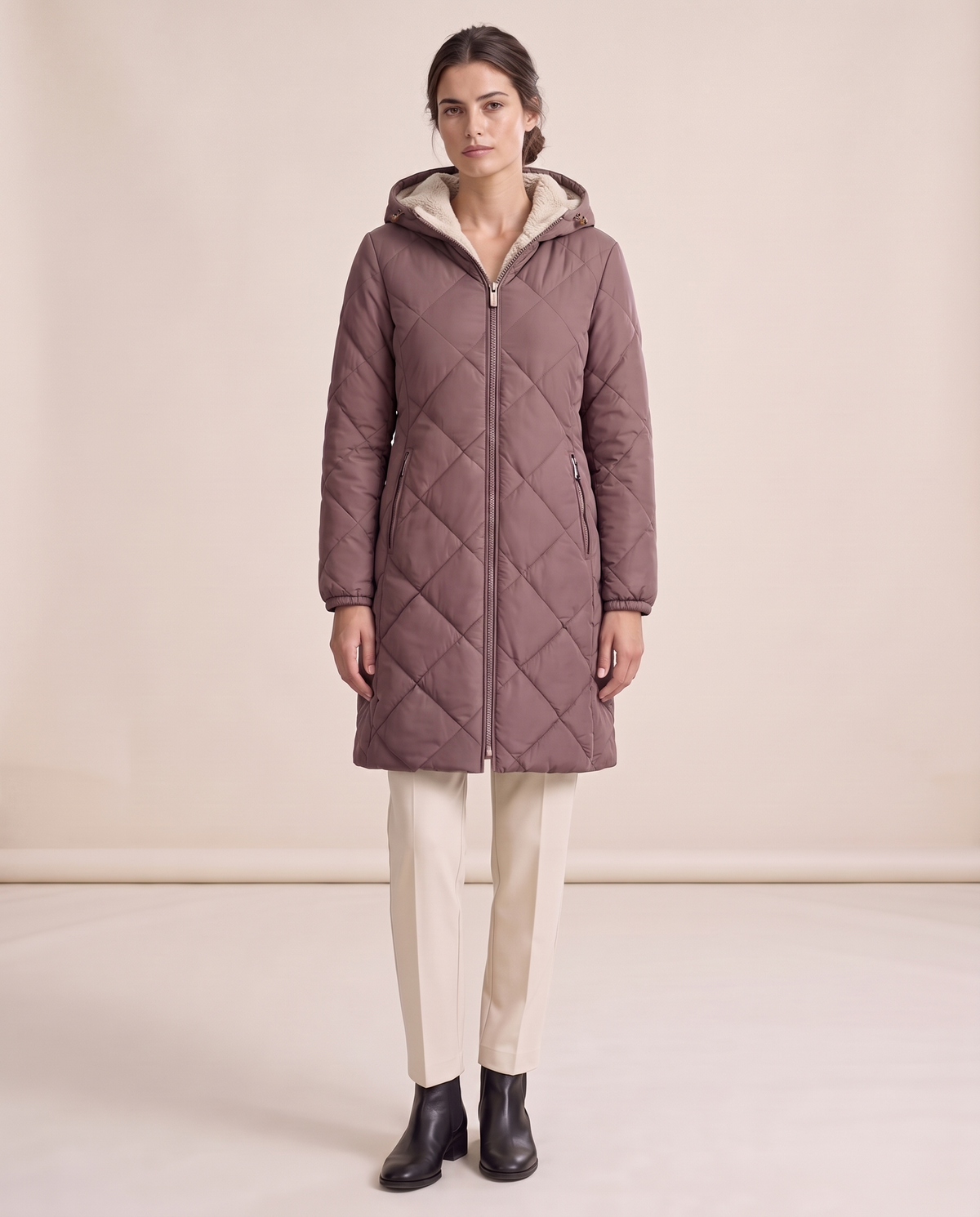 Waterproof Hooded Longline Winter Jacket — Purple