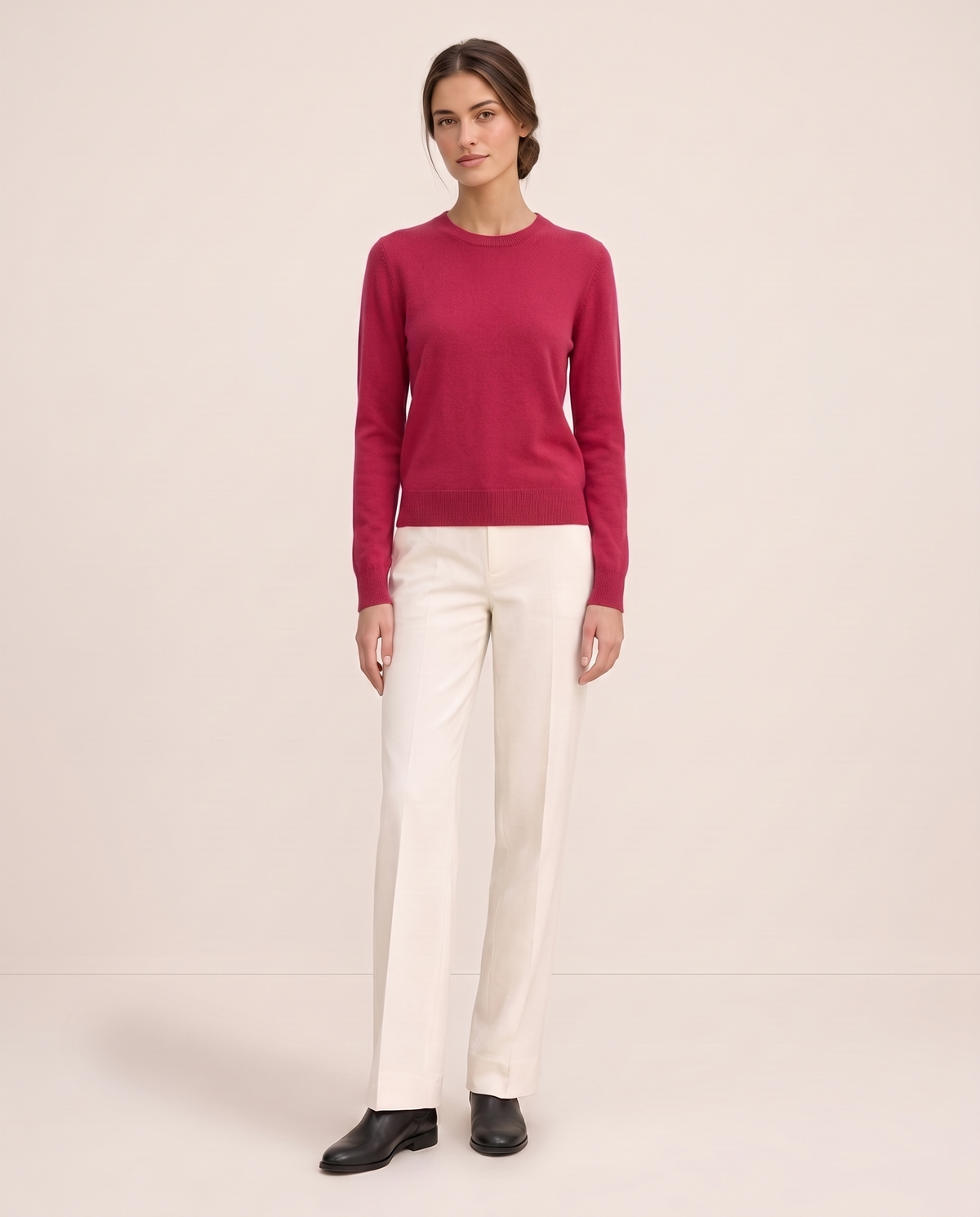 Frostfield Classic Merino Wool Crew Neck Sweater — Rose Red