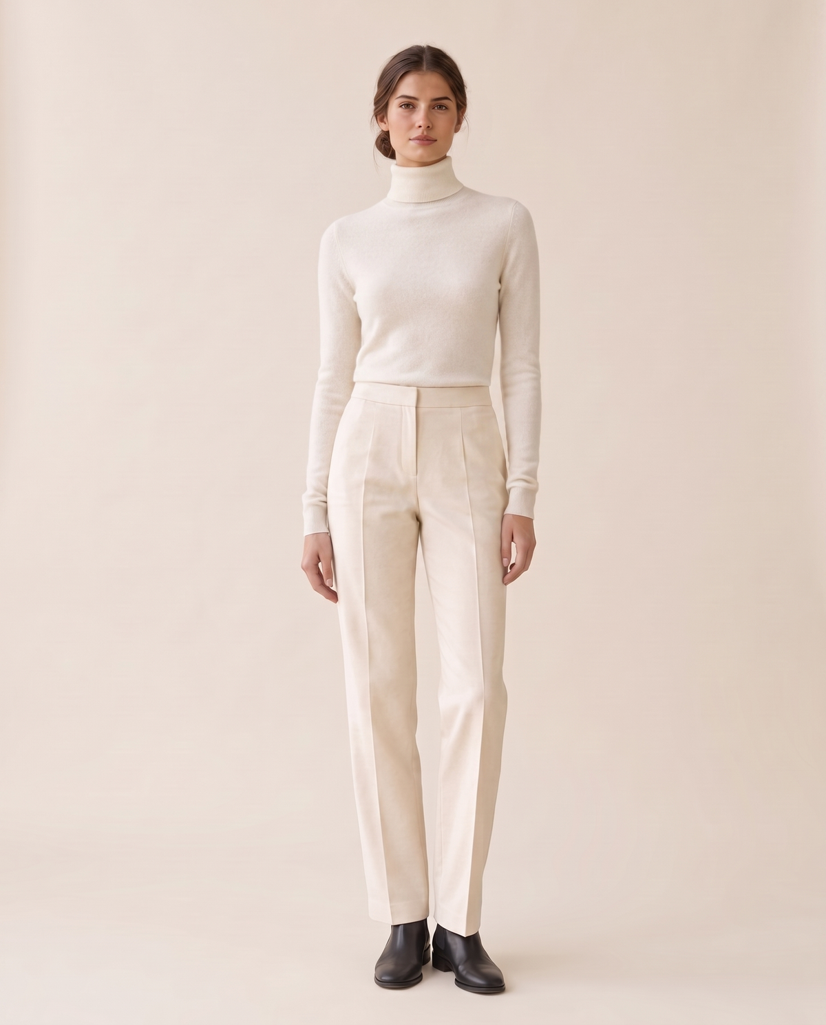 Marylebone Slim-Fit Brushed Knit Turtleneck Sweater — White