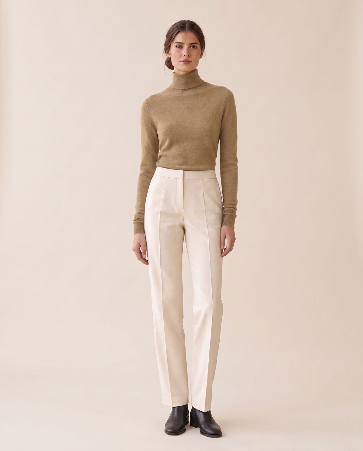 Marylebone Slim-Fit Brushed Knit Turtleneck Sweater — Khaki