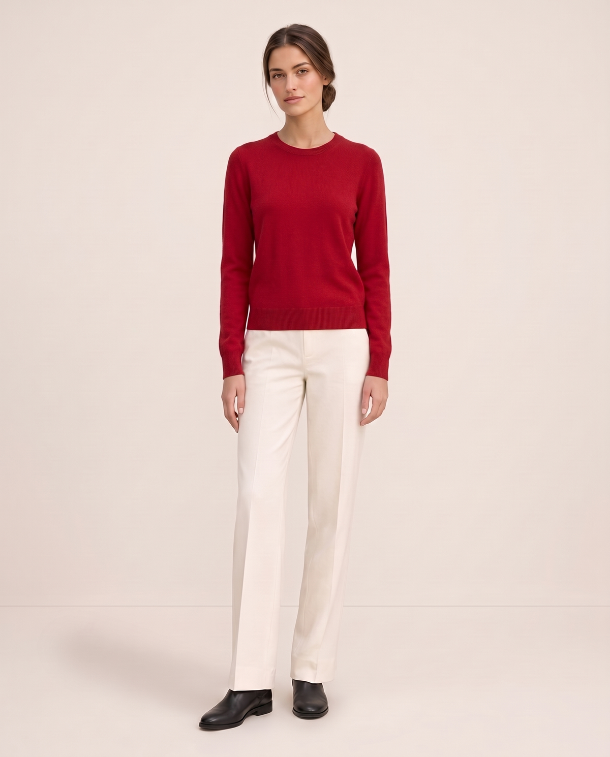 Frostfield Classic Merino Wool Crew Neck Sweater — Red
