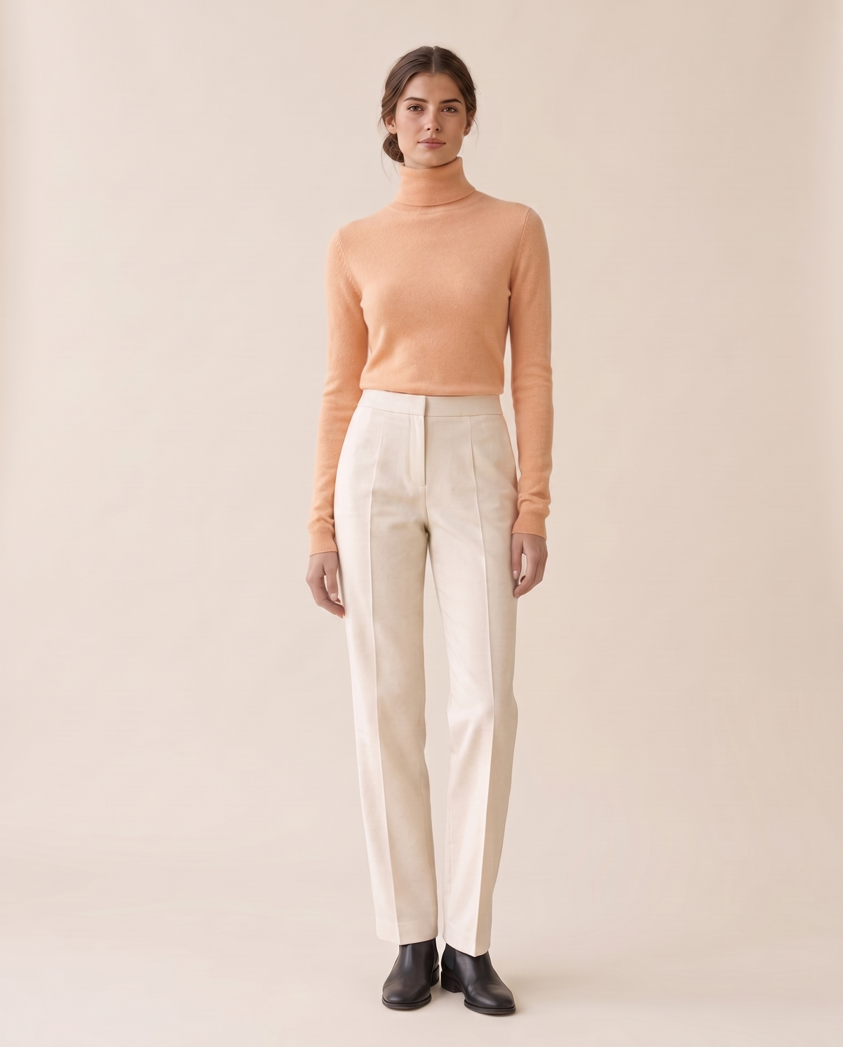 Marylebone Slim-Fit Brushed Knit Turtleneck Sweater — Apricot