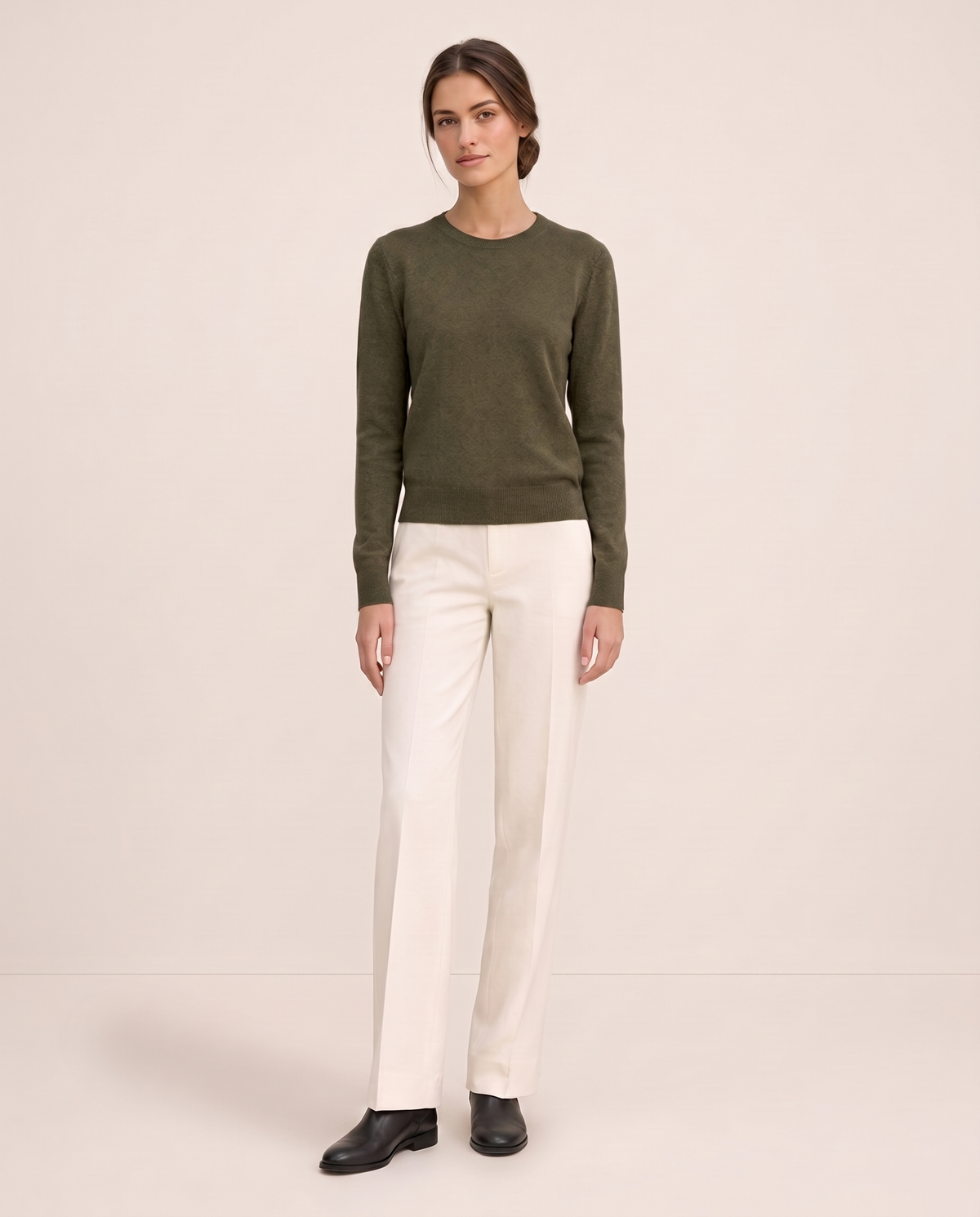 Frostfield Classic Merino Wool Crew Neck Sweater — Army Green