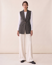 Fitzrovia Tailored Notch-Collar Blazer Vest — Dark Gray