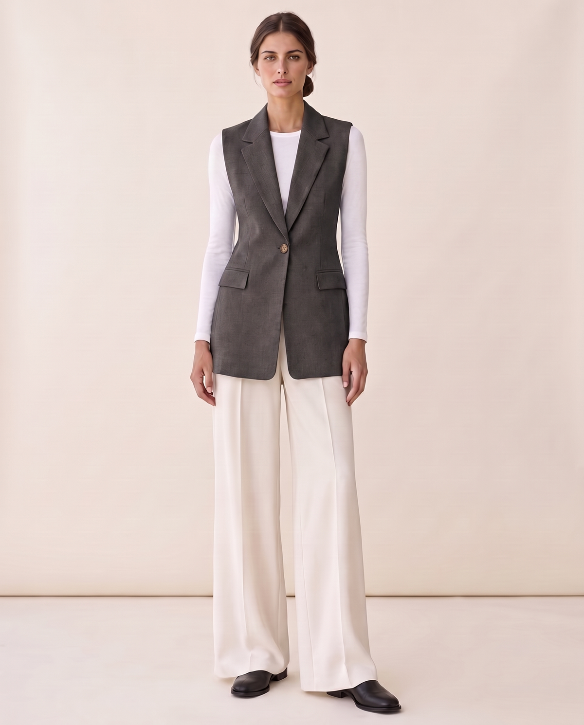 Fitzrovia Tailored Notch-Collar Blazer Vest — Dark Gray