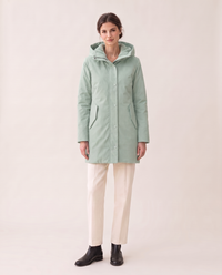 Women's Fleece-Lined Hooded Parka — Mint Green
