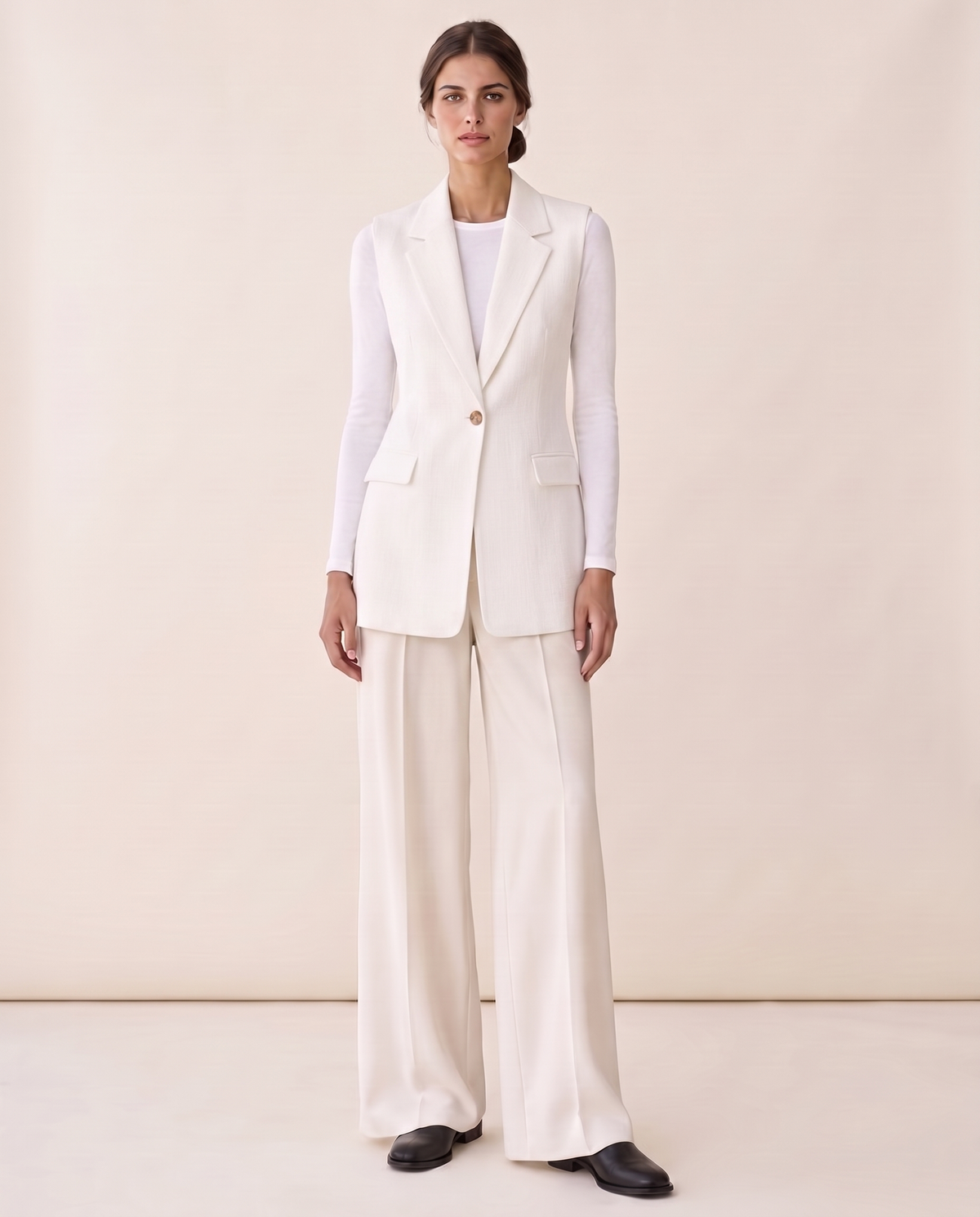 Fitzrovia Tailored Notch-Collar Blazer Vest — White