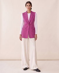 Fitzrovia Tailored Notch-Collar Blazer Vest — Magenta