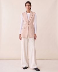 Fitzrovia Tailored Notch-Collar Blazer Vest — Pink