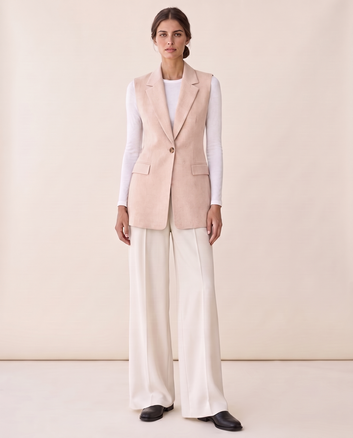 Fitzrovia Tailored Notch-Collar Blazer Vest — Pink