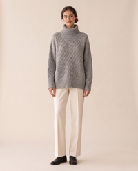Fairfield Cozy Diamond Knit Oversized Turtleneck Sweater — Gray