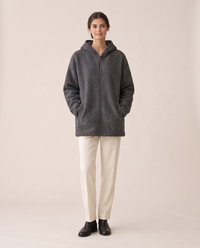 Oversized Hooded Fleece Jacket — Dark Gray